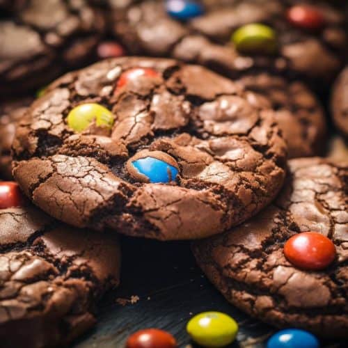 chocolate brownie m&m cookies